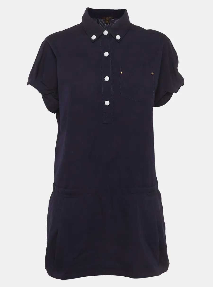 Louis Vuitton Navy Blue Cotton Mini Shirt Dress M