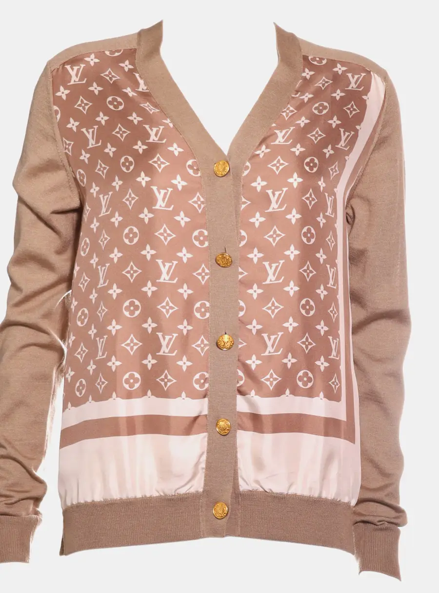 Louis Vuitton Brown Monogram Silk Cardigan XS