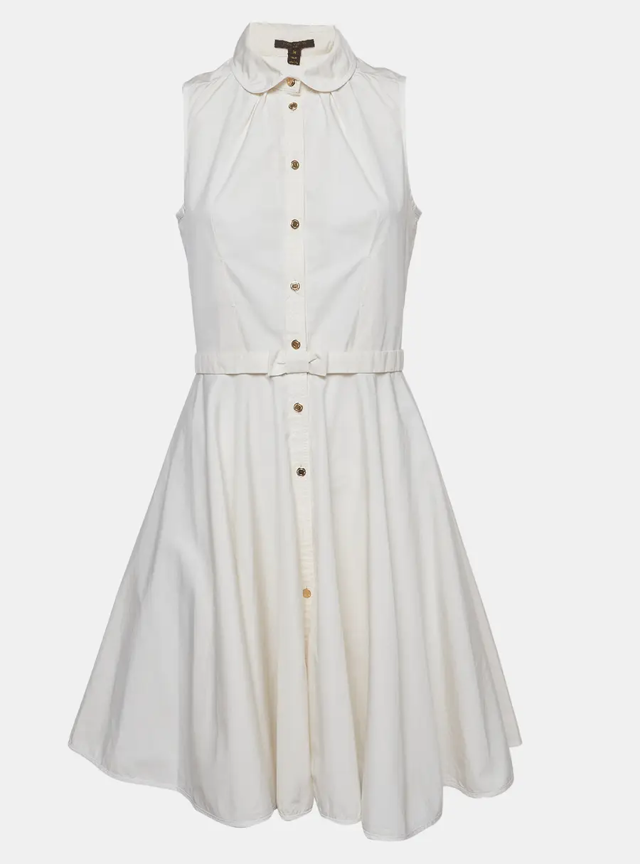 Louis Vuitton White Cotton Sleeveless Mini Dress M