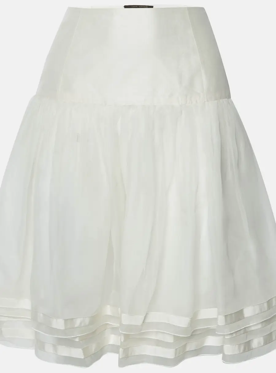 Louis Vuitton Cream Silk Flared Mini Skirt M
