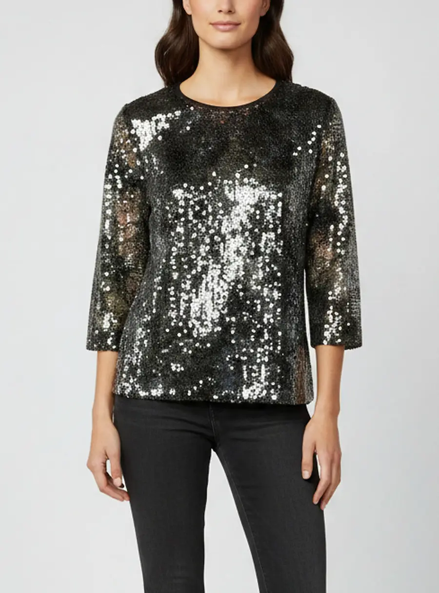 Louis Vuitton Metallic Sequins Bow Detail Party Top M