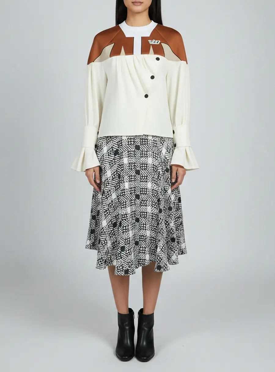 Louis Vuitton Multicolour Printed Knit and Crepe Flared Mini Dress M