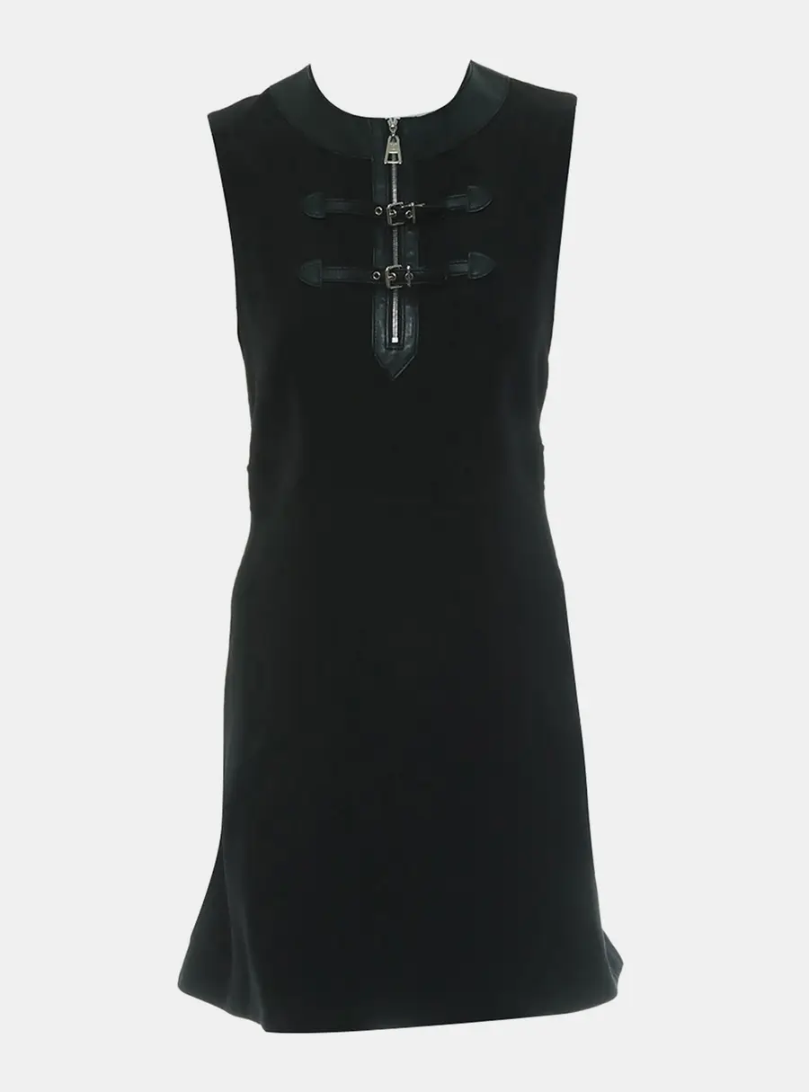 Louis Vuitton Leather-Trim Sleeveless Dress