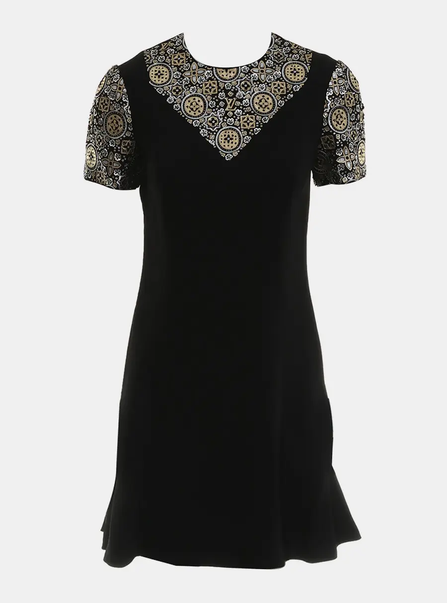 Louis Vuitton Short Sleeve Embellished Dress FR 36