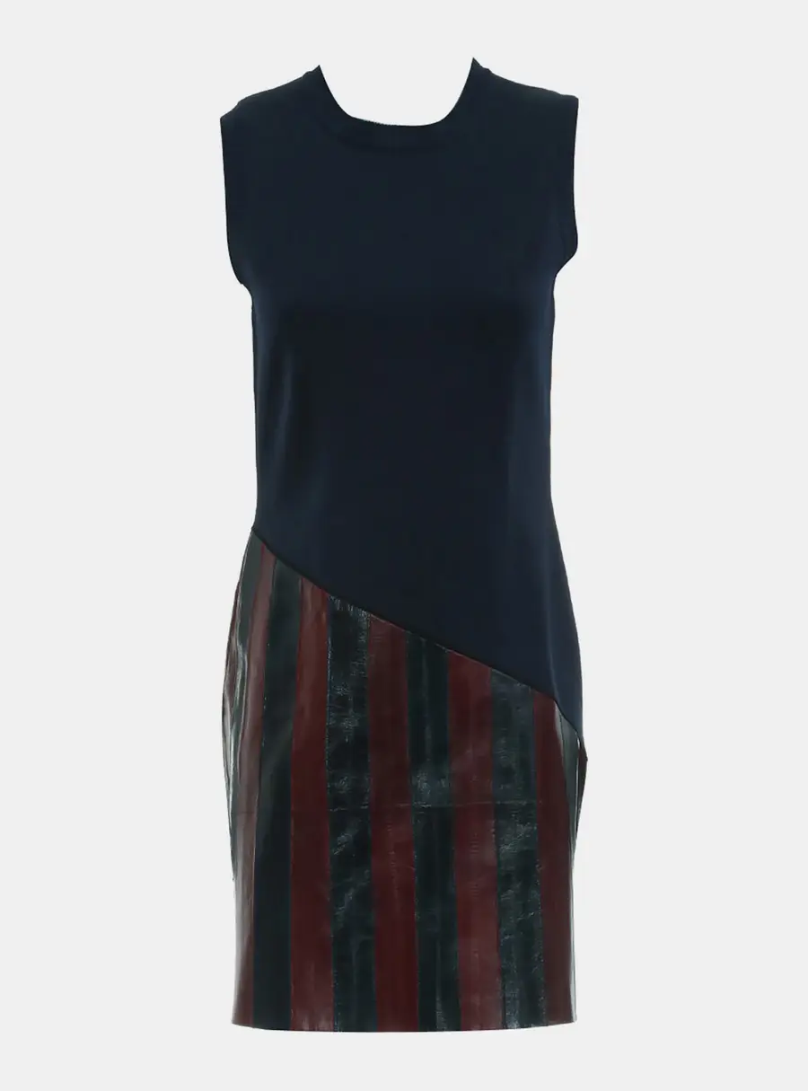 Louis Vuitton Sleeveless Leather Knit Dress