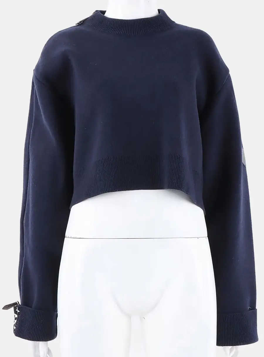 Louis Vuitton Navy Blue Cashmere/Cotton/Nylon/Wool Cropped Knit Size S