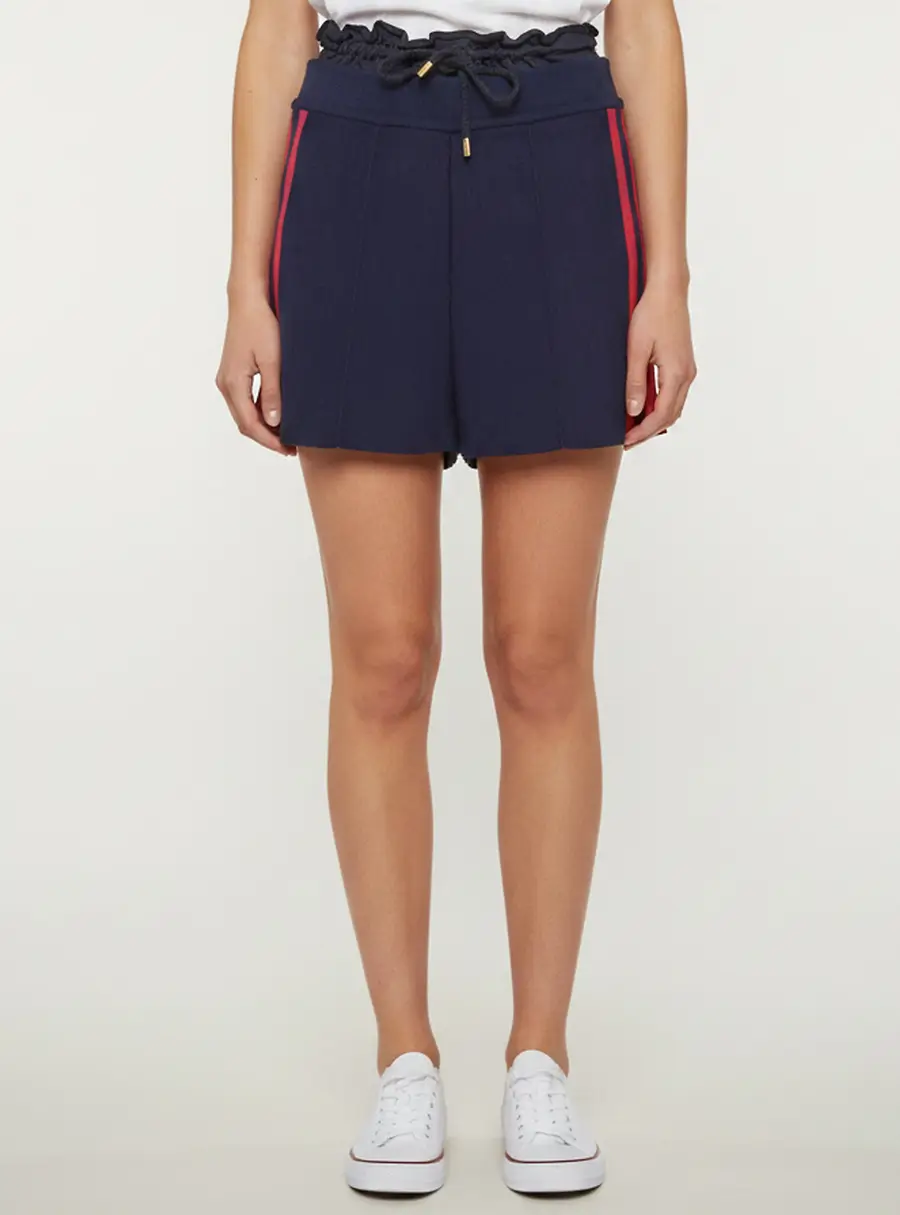 Louis Vuitton Blue/Pink Contrast Side Knit Ruffled Waist Shorts M