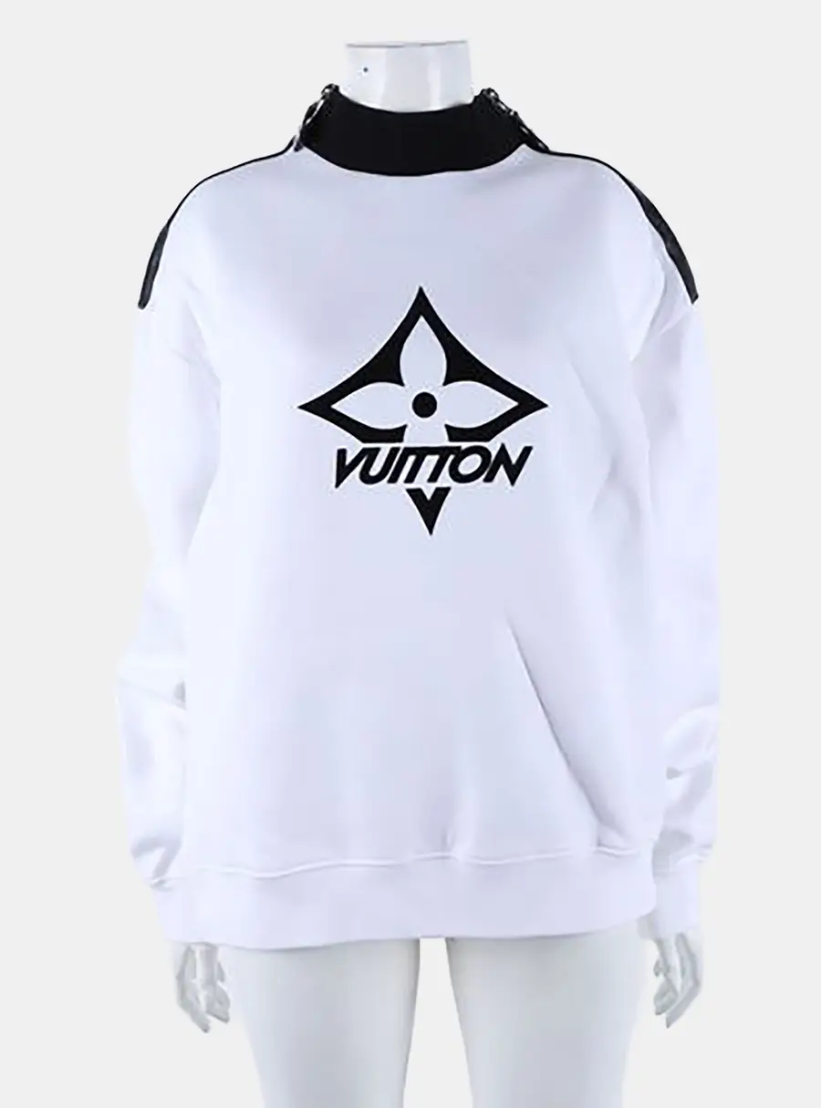 Louis Vuitton Black/White Cotton Long Sleeved Sweatshirt Size S