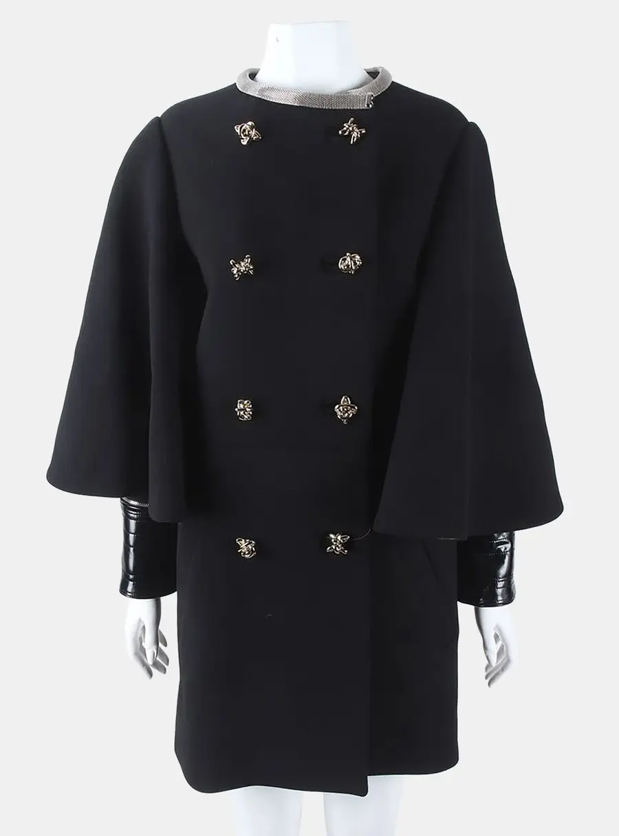 Louis Vuitton Black Cape Coat Size XS