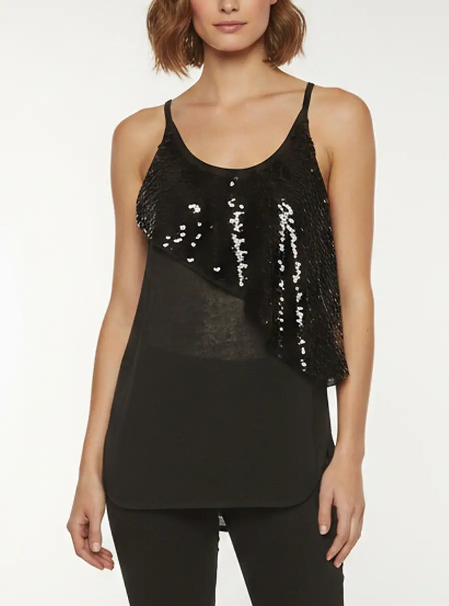 Louis Vuitton Black Sequin Embellished Knit Sleeveless Top M