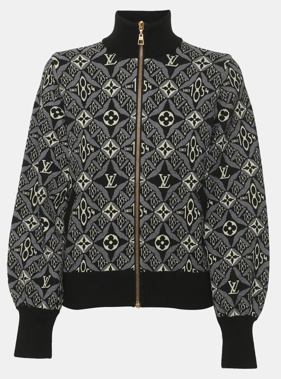 Louis Vuitton Grey Jacquard Since 1854 Bomber Jacket XS