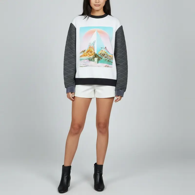 Louis Vuitton White Graphic Print Quilted Sleeved Sweatshirt M