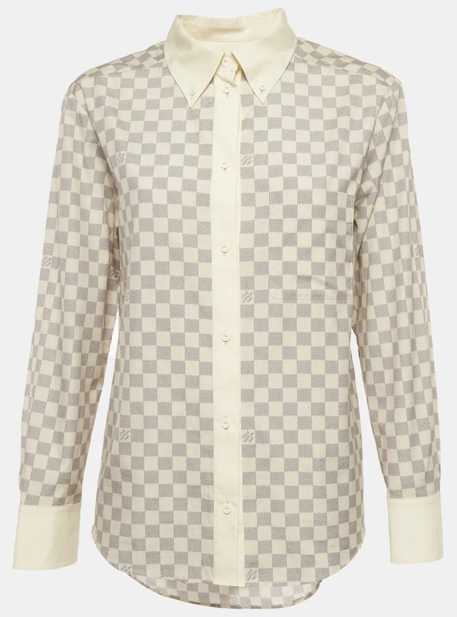 Louis Vuitton Damier Azur Check Cotton Button Down Shirt M