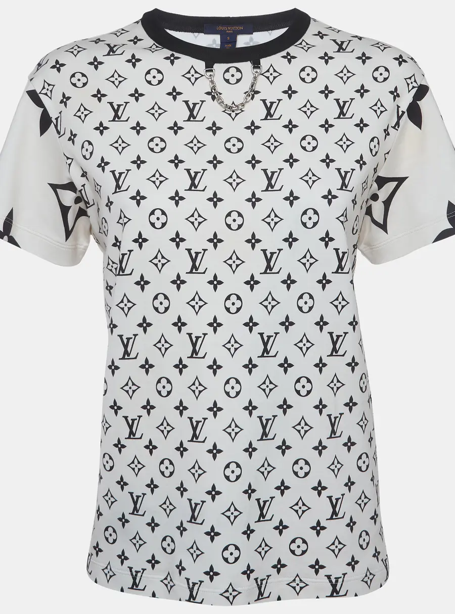 Louis Vuitton Cream Monogram Jersey Crew Neck T-Shirt S