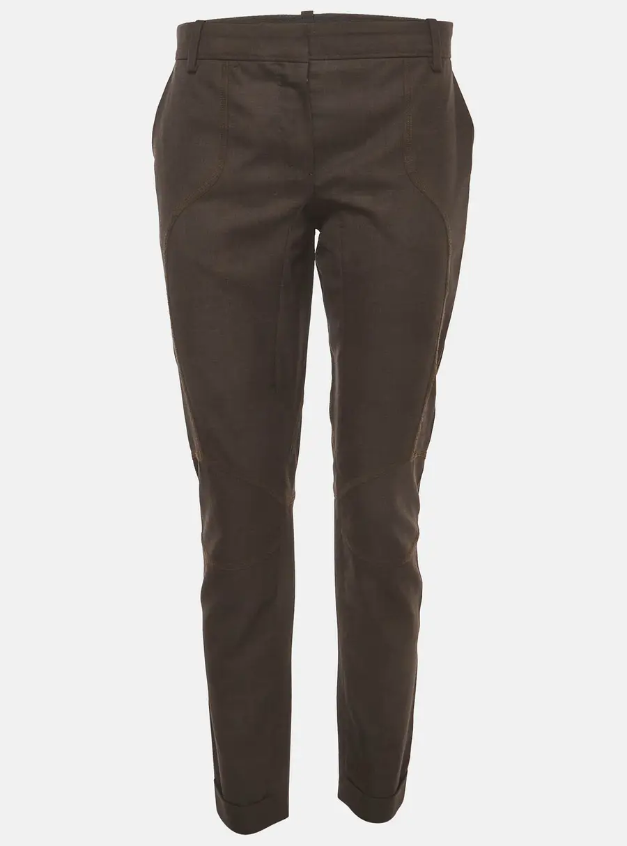 Louis Vuitton Brown Wool Blend Ankle Zip Trousers M