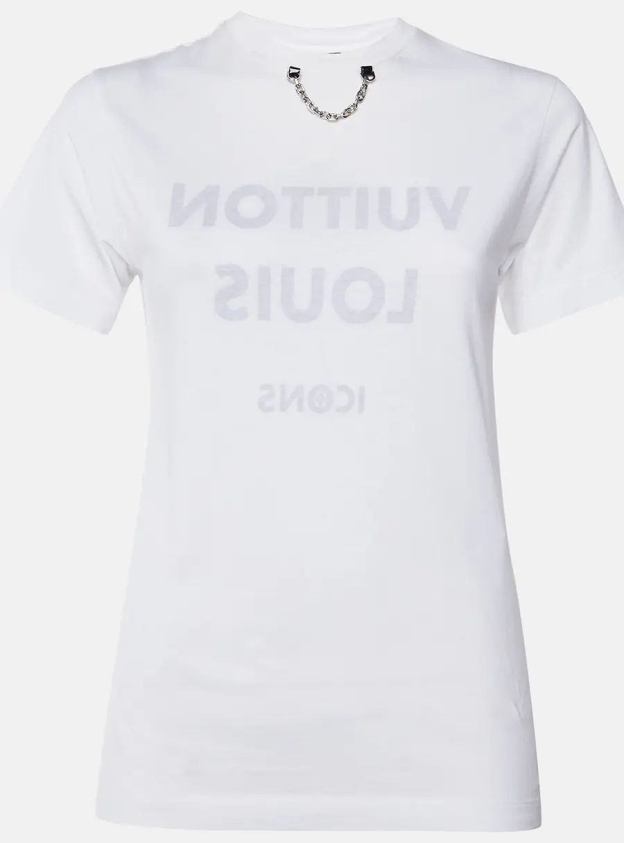 Louis Vuitton White Icons Reversed Logo Print Cotton Crewneck T-Shirt S