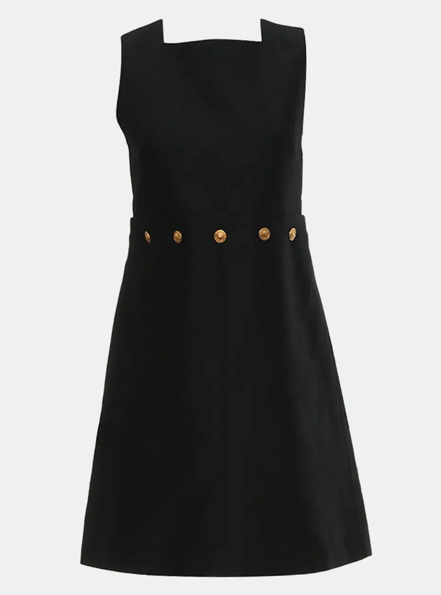 Louis Vuitton Sleeveless Logo Button A-Line Dress