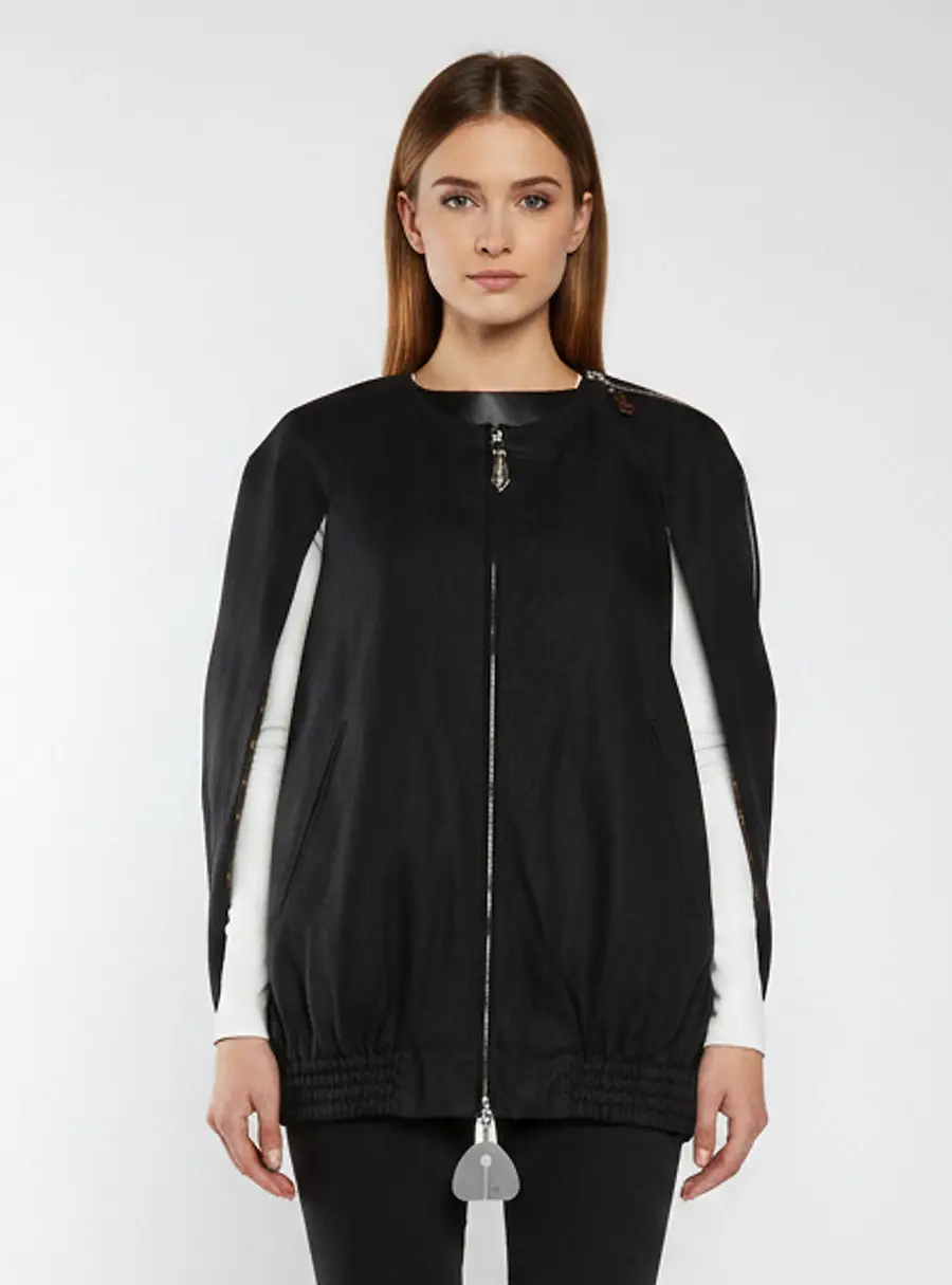 Louis Vuitton Black Linen Blend Cape Zip-Up Jacket M
