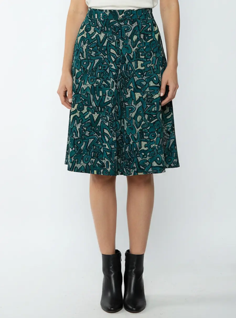 Louis Vuitton Green/Black Graffiti Monogram Print Crepe Box Pleated Mini Skirt L
