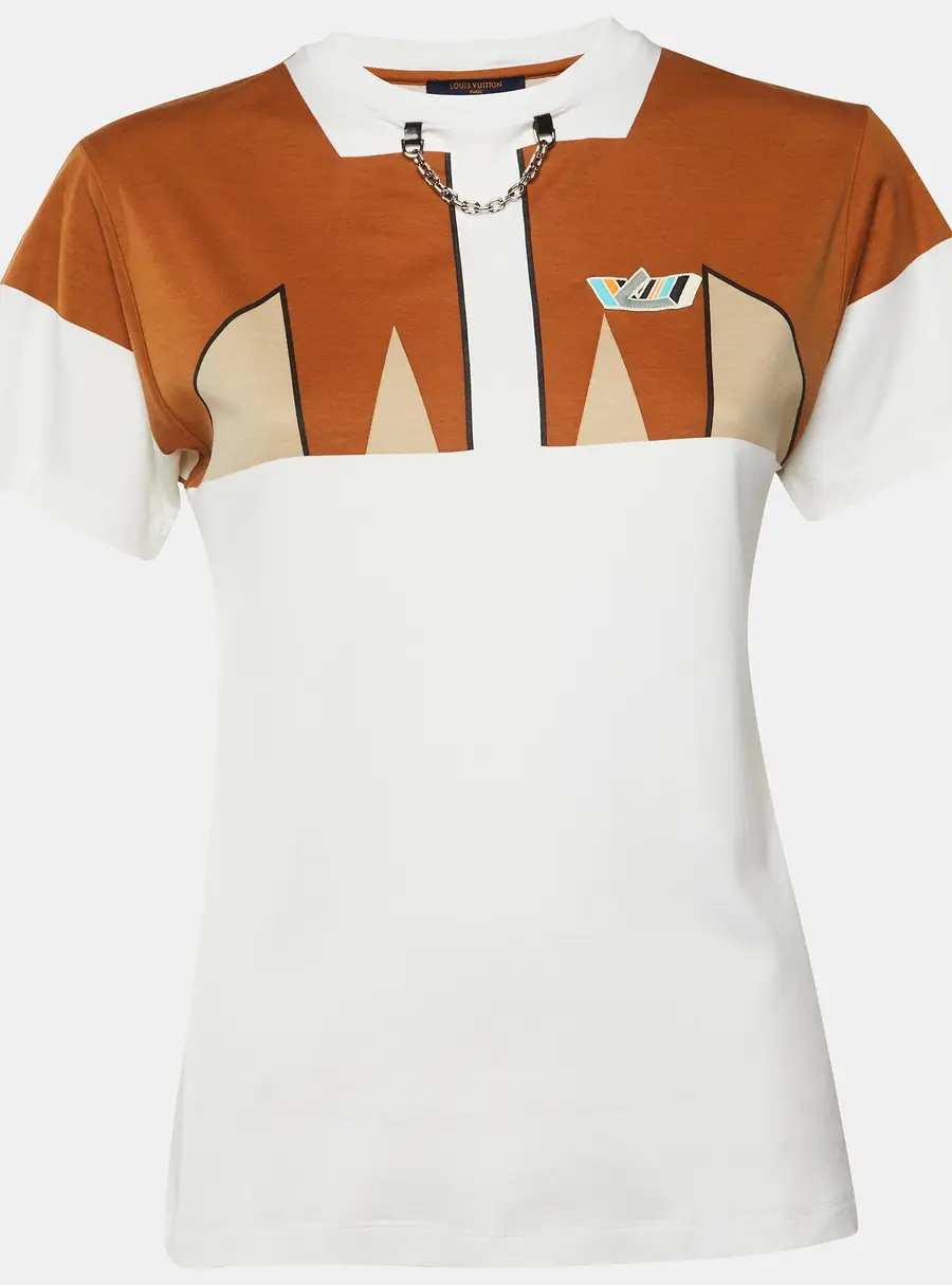 Louis Vuitton Color Block Chain Detail Jersey Crewneck T-Shirt XS