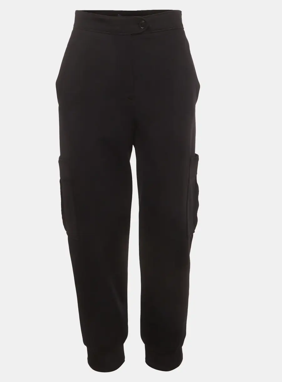 Louis Vuitton Black Monogram Trim Jersey Cargo Trousers L