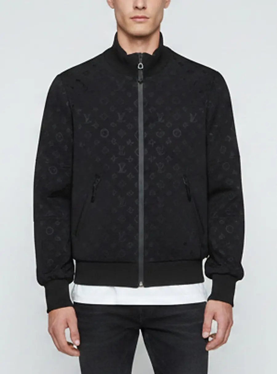 Louis Vuitton Black Monogram Pattern Nylon Bomber Jacket S