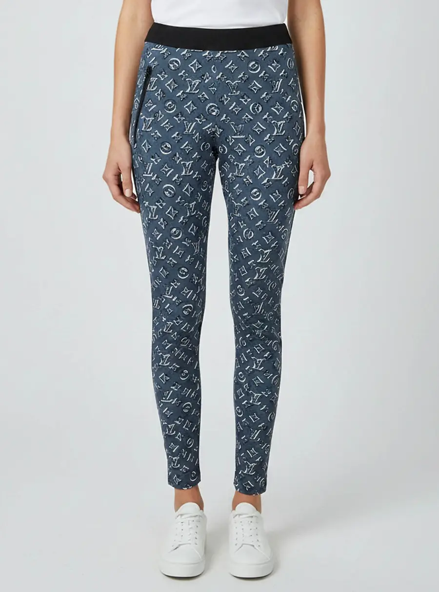 Louis Vuitton Grey Monogram Print Jersey Leggings M