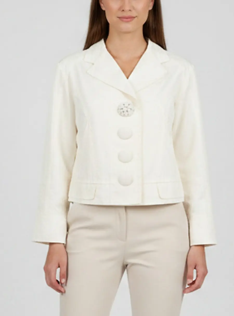 Louis Vuitton Cream Button Down Cropped Jacket M