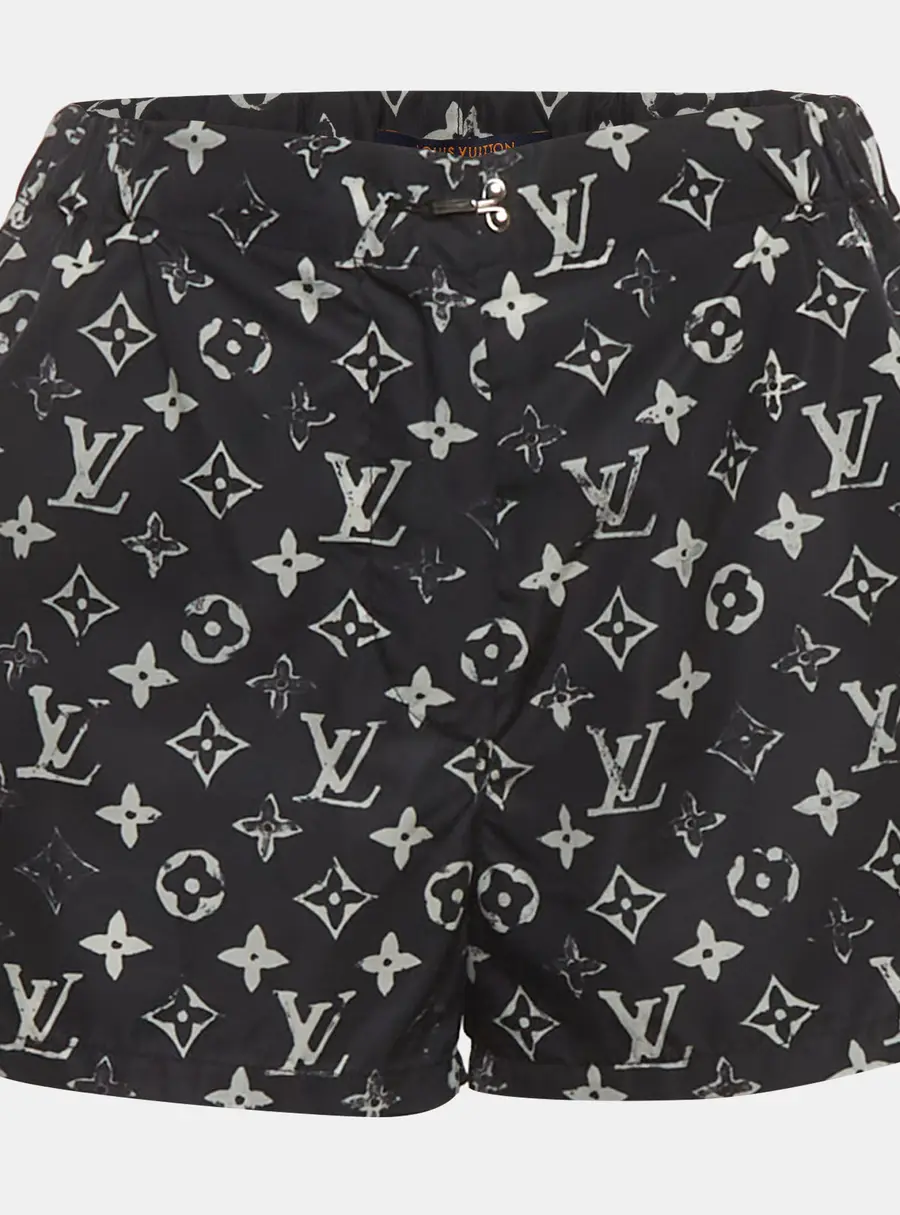 Louis Vuitton Black Stencil Monogram Print Nylon Shorts XS