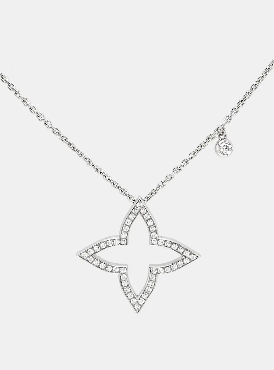 Louis Vuitton Ombre Blossom Diamond 18K White Gold Pendant Necklace
