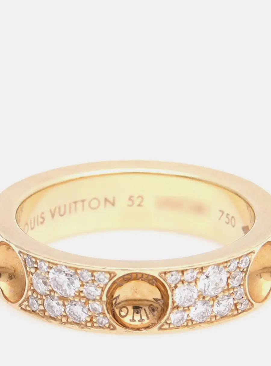 Louis Vuitton 18k Yellow Gold Diamond Empreinte Ring EU 52