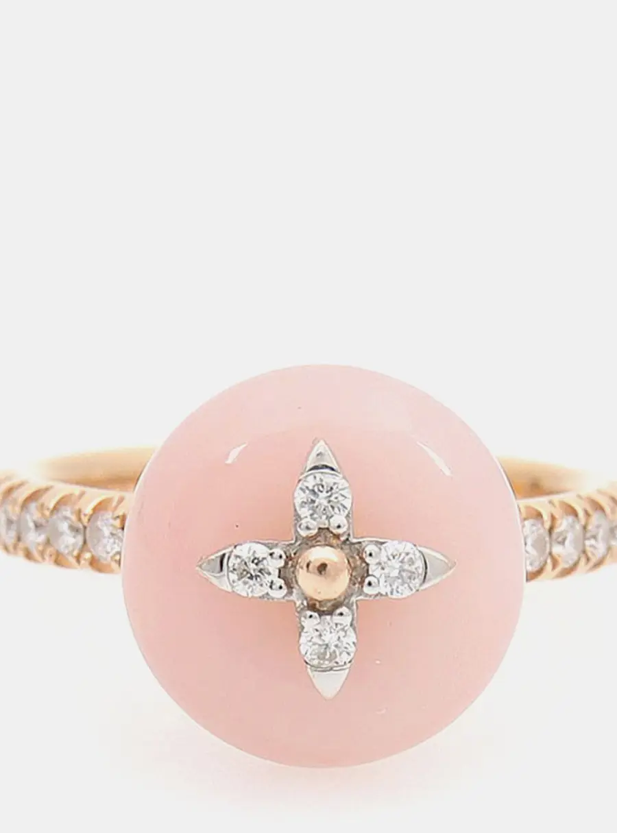 Louis Vuitton 18k Yellow Gold Diamond Opal B Blossom Ring EU 47