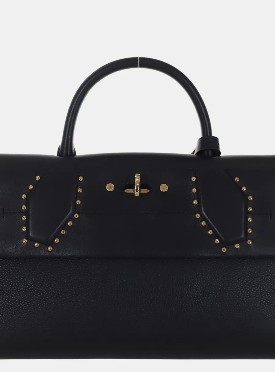 Louis Vuitton City Steamer Pochette Black Leather Top Handle Bag