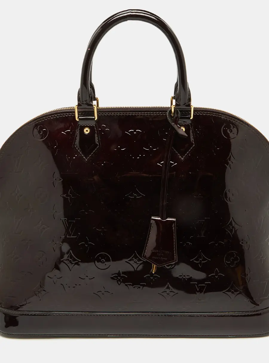 Louis Vuitton Alma Medium Burgundy Patent Leather Satchel