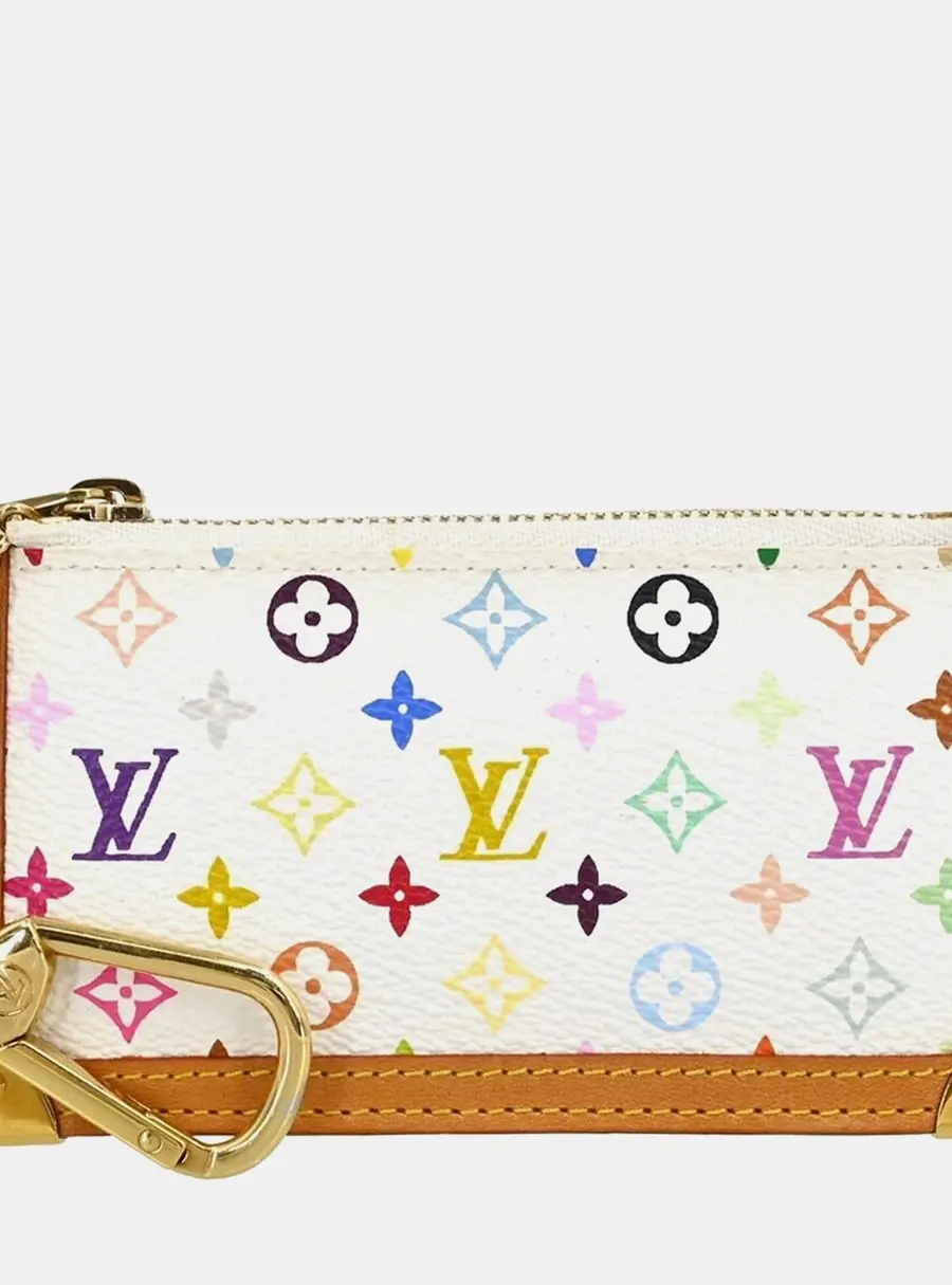 Louis Vuitton Pochette Cles White Monogram Canvas Coin Purse Bag