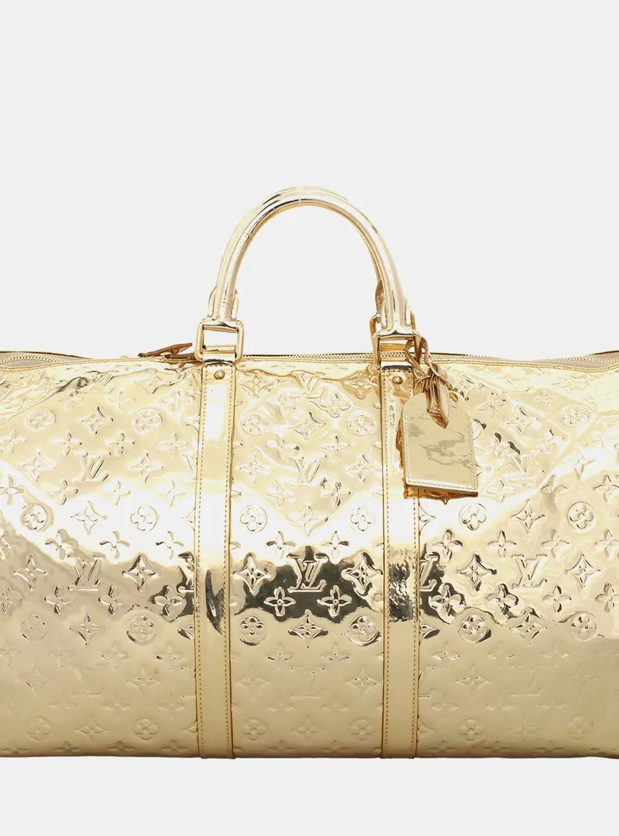 Louis Vuitton Keepall 55 Gold Monogram Mirroir Patent Leather Boston Bag