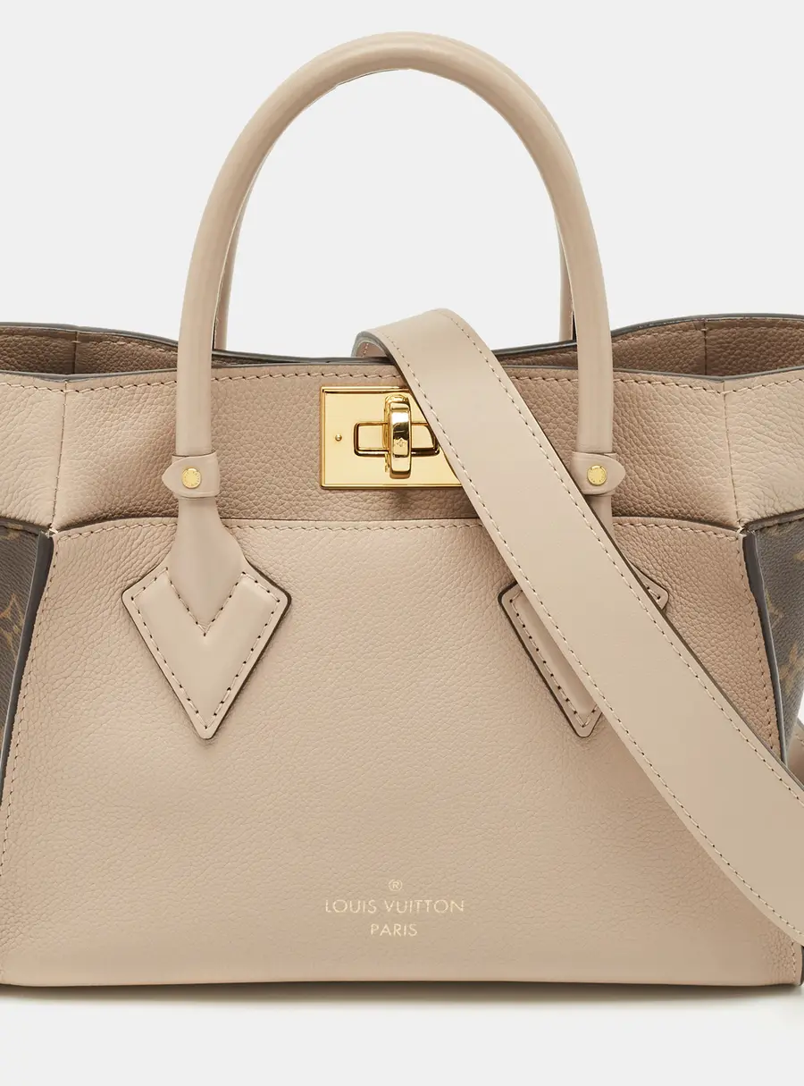Louis Vuitton On My Side Beige Coated Canvas and Leather Tote Bag