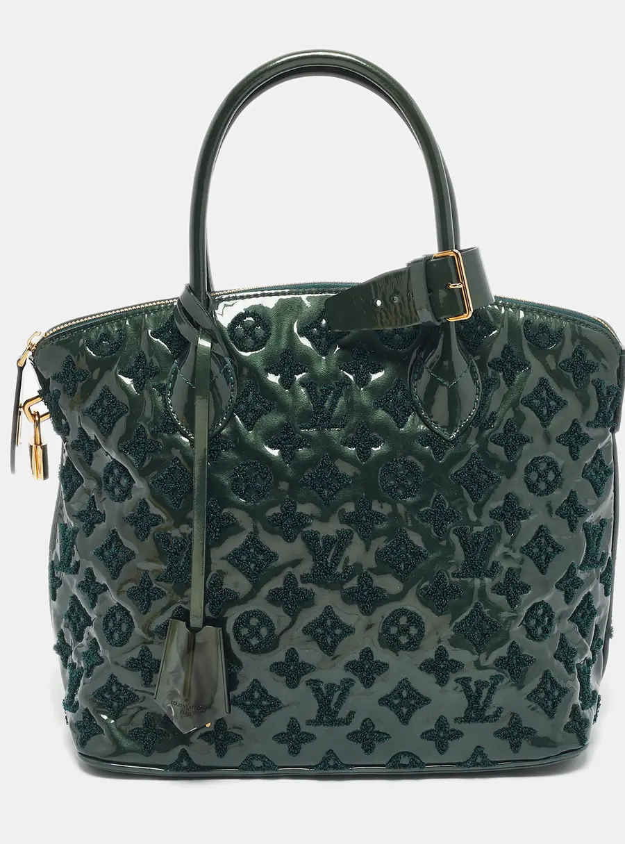 Louis Vuitton Green Fabric and Patent Leather Tote Bag