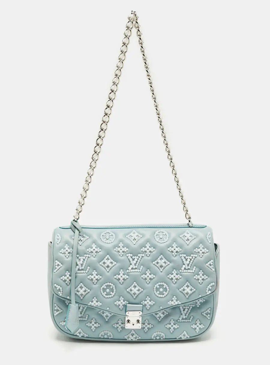 Louis Vuitton Blue Monogram Leather Mama Perles Pochette Bag
