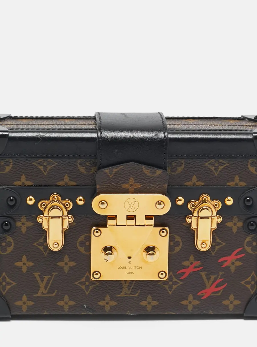 Louis Vuitton Petite Malle Brown Coated Canvas and Leather Clutches