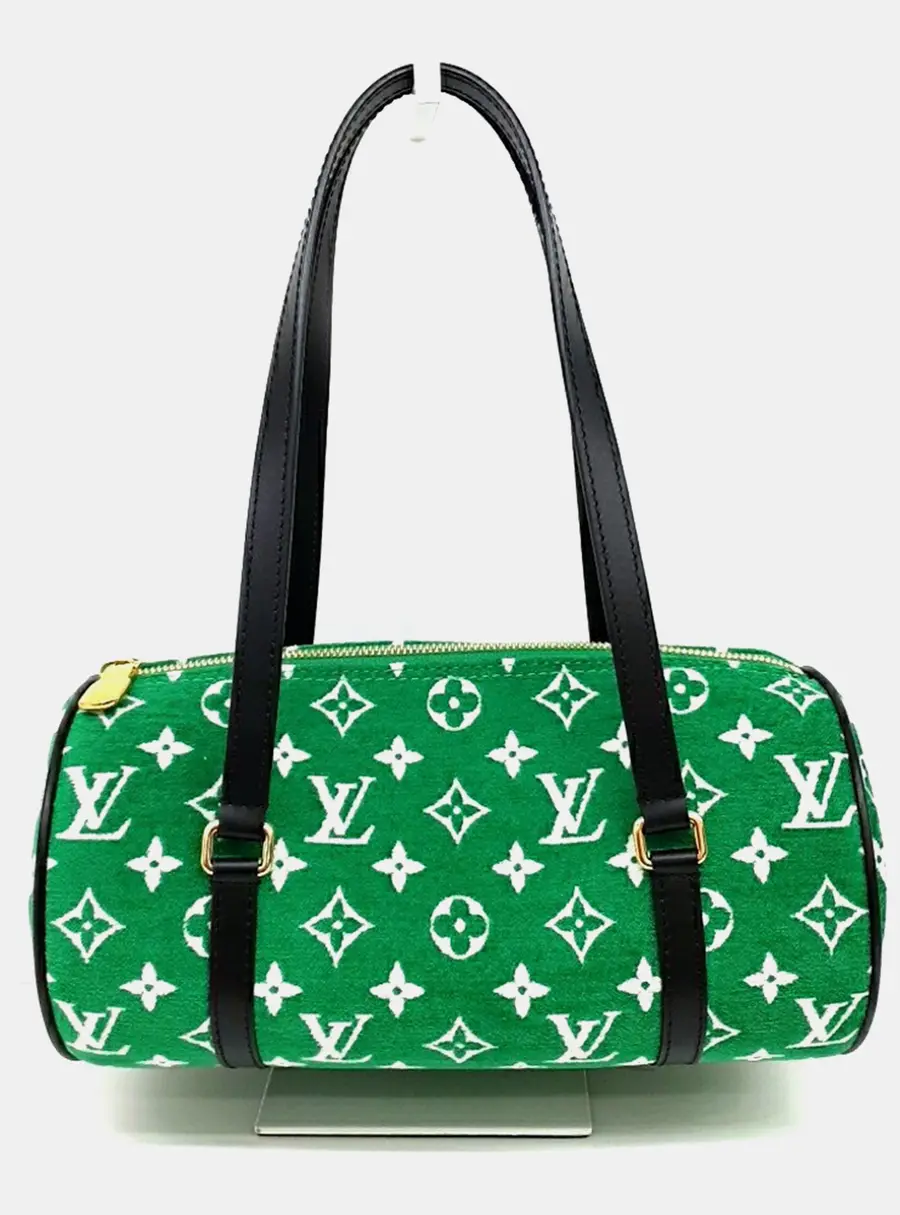 Louis Vuitton Papillon GM Green Monogram Velvet Shoulder Bag