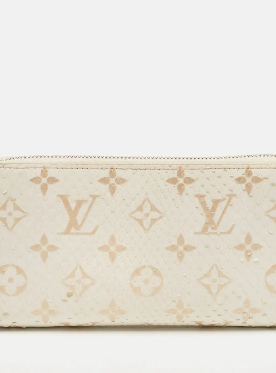 Louis Vuitton Zippy White Python Leather and Patent Leather Wallets