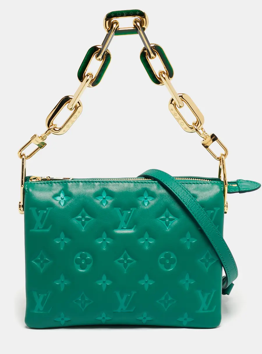 Louis Vuitton Green Monogram Embossed Leather Coussin BB Bag