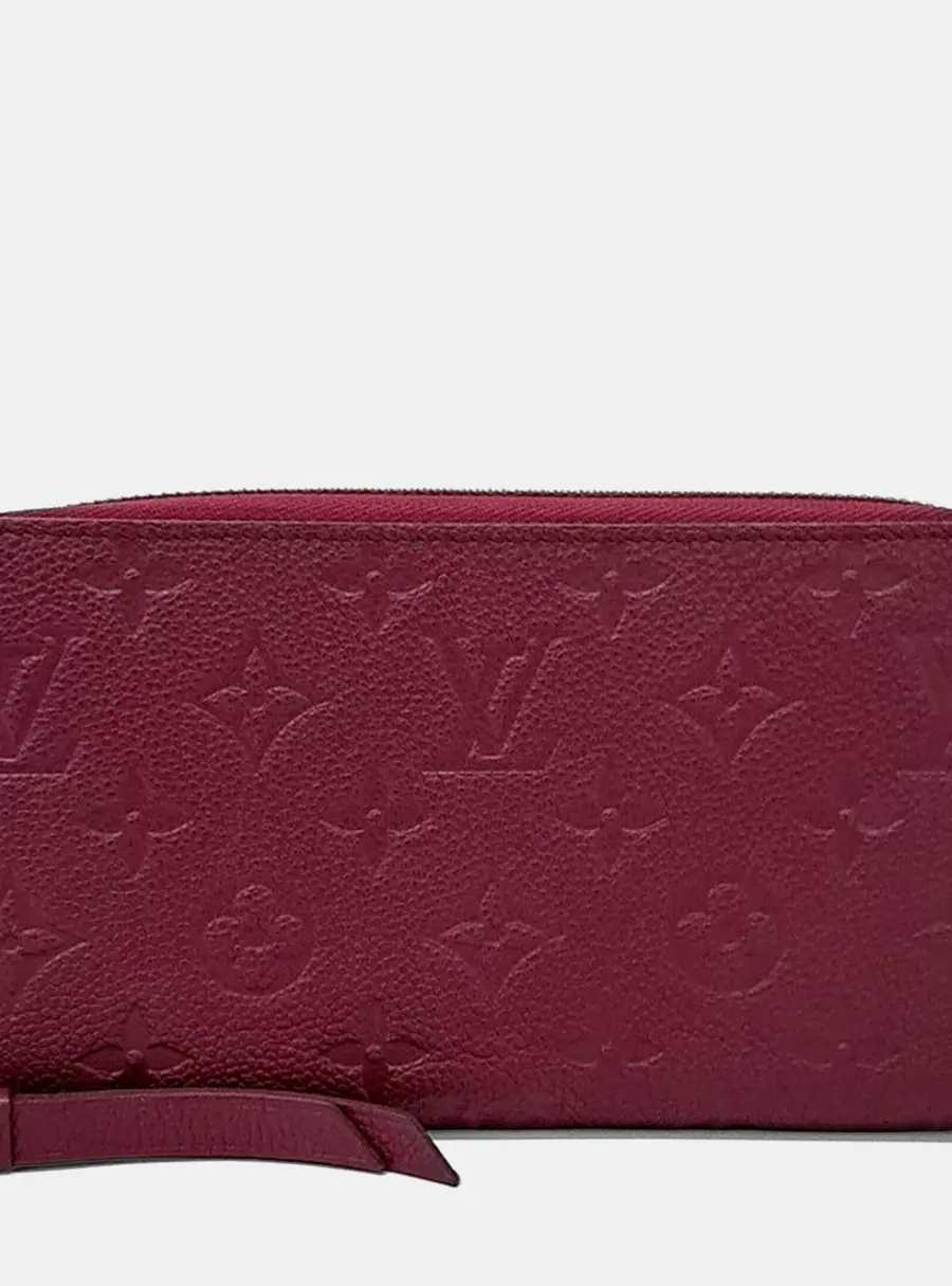 Louis Vuitton Zippy PM Burgundy Monogram Empreinte Leather Wallet Bag