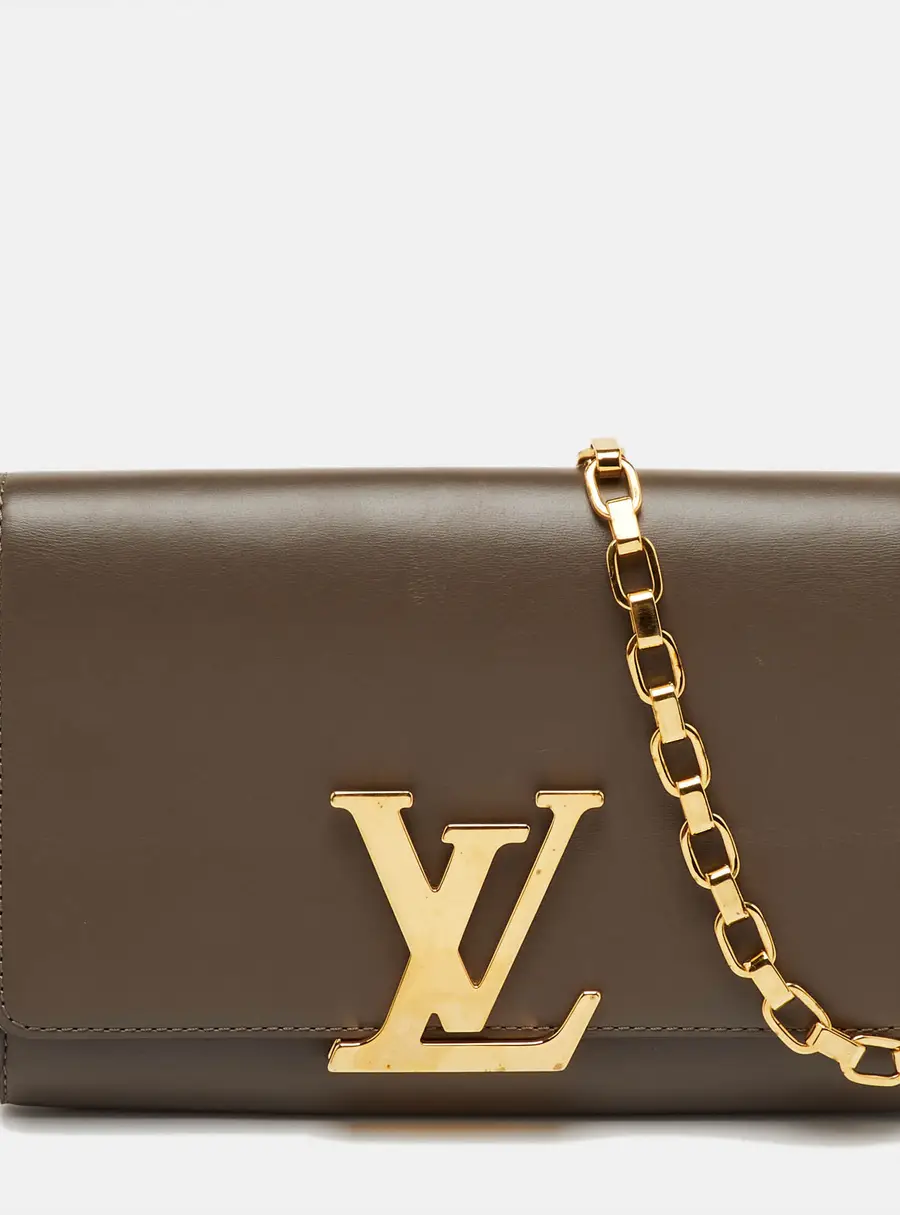 Louis Vuitton Chain Louise Medium Brown Leather Shoulder Bags