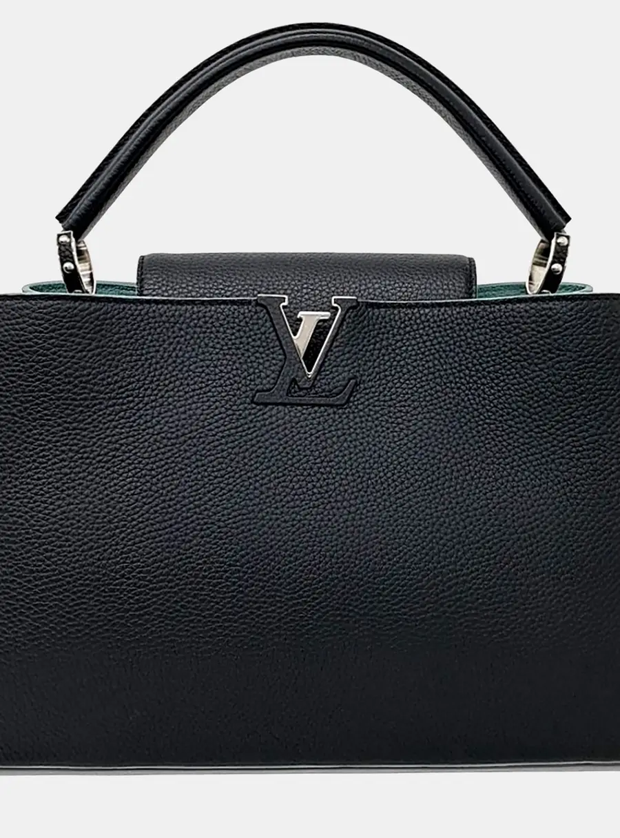 Louis Vuitton Capucines MM Black Taurillon Leather Top Handle Bag