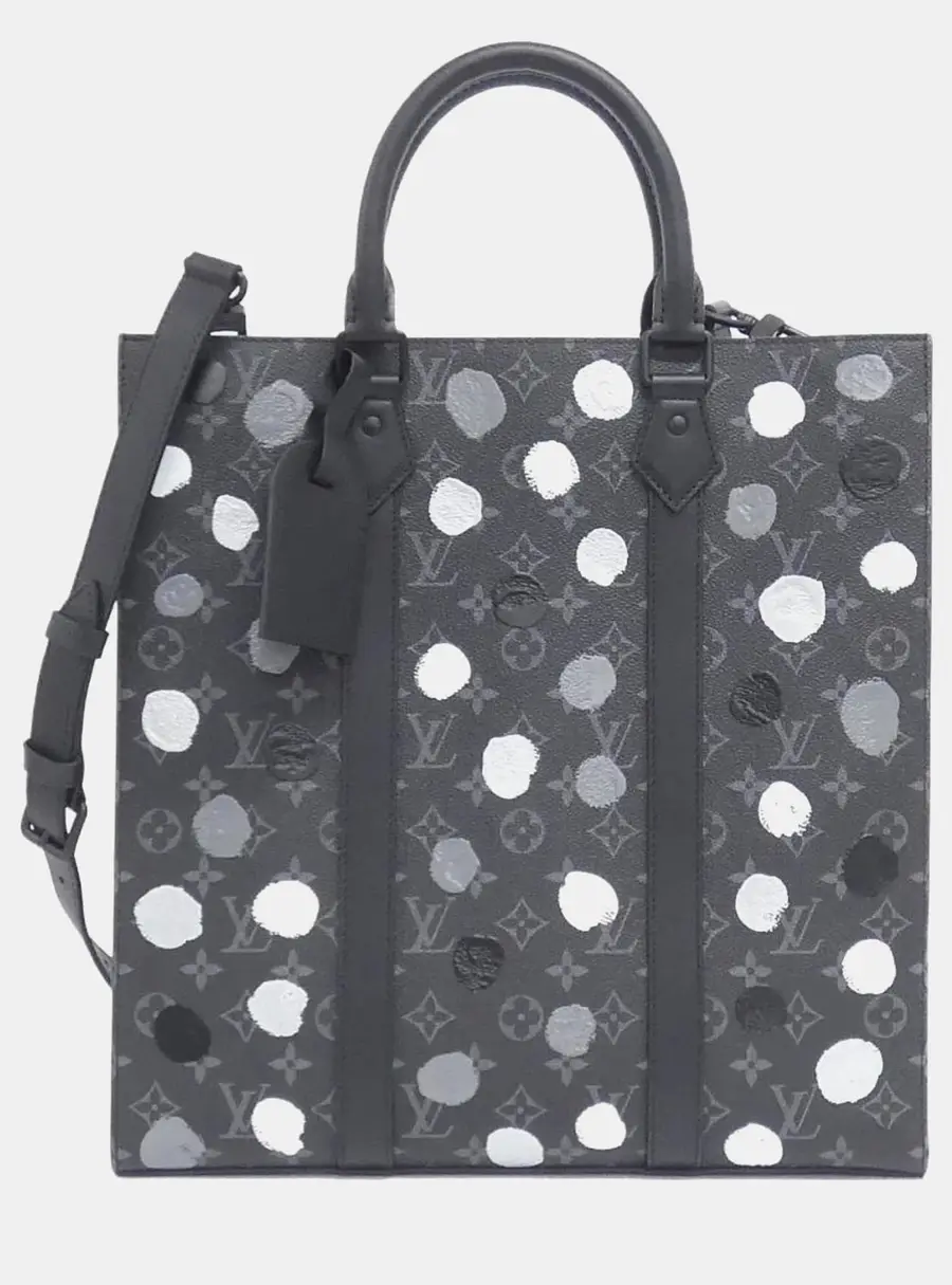 Louis Vuitton x Yayoi Kusama Sac Plat Black Monogram Eclipse Canvas Tote Bag