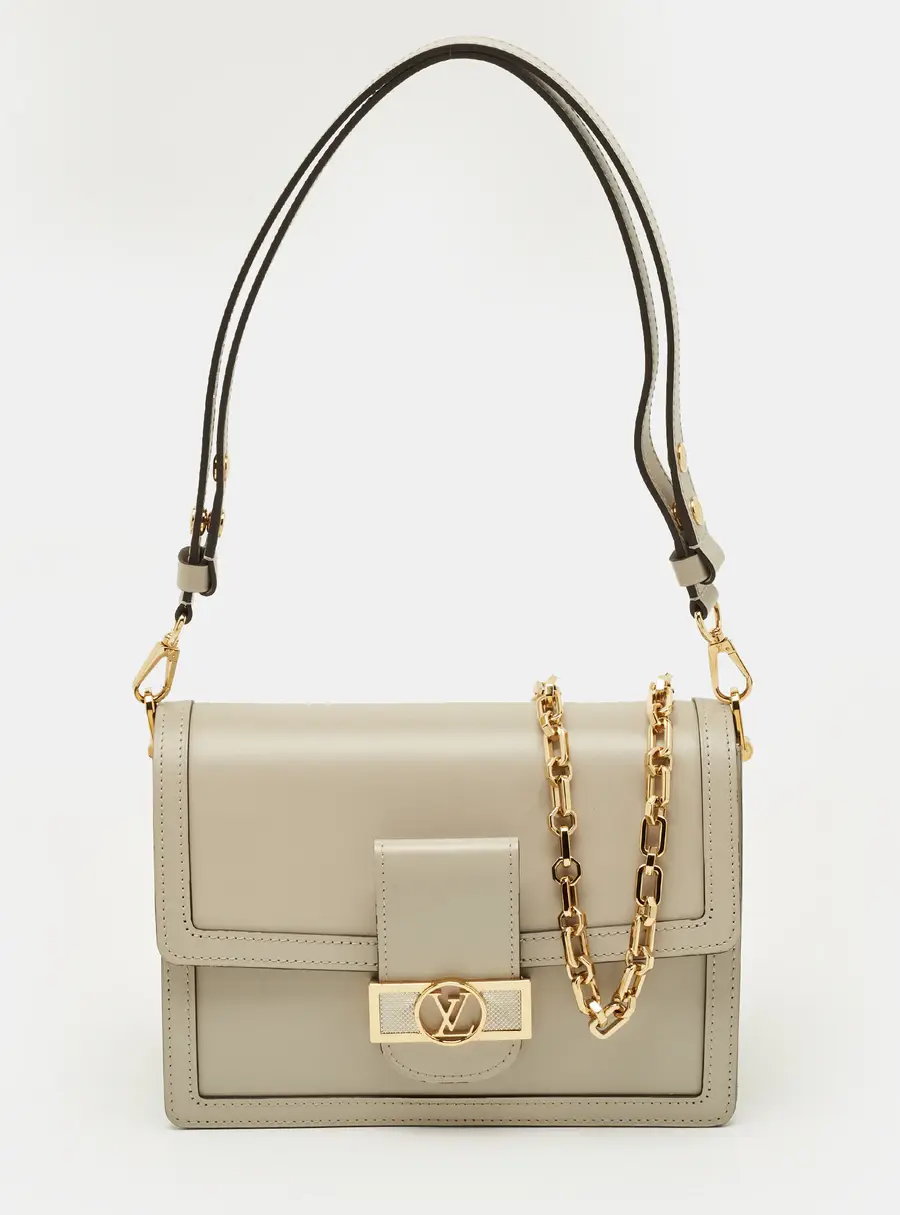 Louis Vuitton Dauphine MM Galet Leather Shoulder Bag