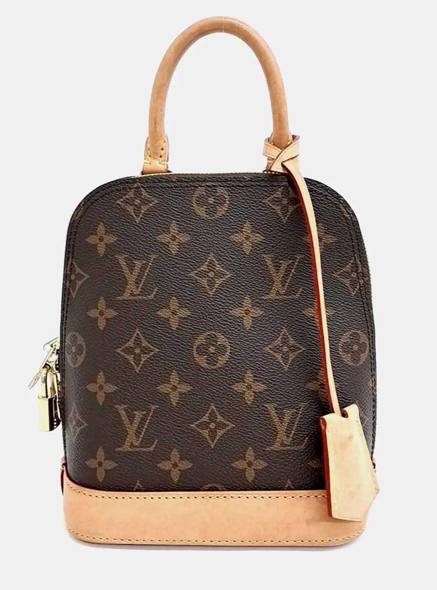 Louis Vuitton Alma Mini Monogram Canvas Brown Leather Top Handle Bag