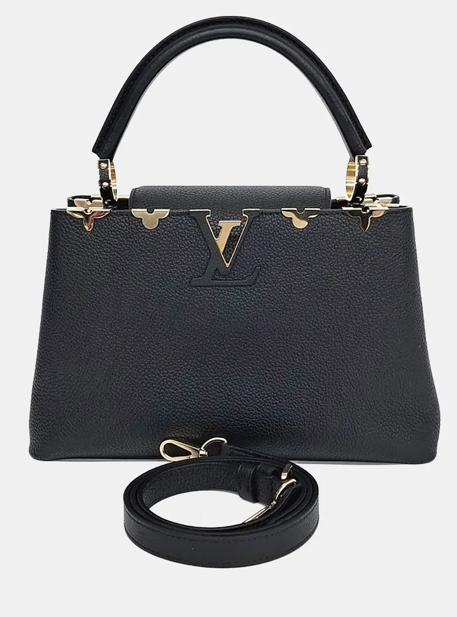 Louis Vuitton Capucines MM Black Taurillon Leather Top Handle Bag
